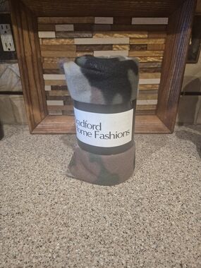 Camo Fleece Throw Blanket - Brown/Green/Black 50x60
